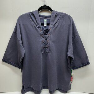 2X Top Blue Lace Up 3/4 Green Tea